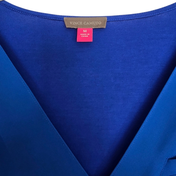 Vince Camuto Royal Blue Fauz Wrap Drape Blouse - Picture 2 of 4